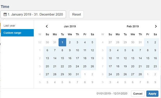 Date picker - KPI dashboard, Marktforschungs-Dashboard-Software