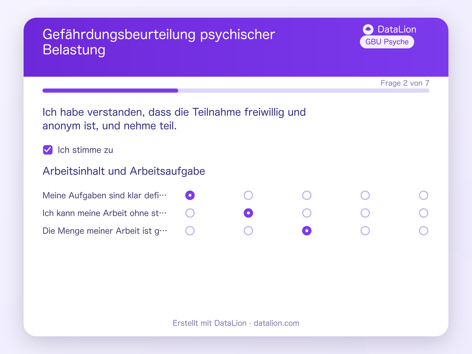 Gefährdungsbeurteilung psychische Belastung: Fragebogen-Muster (PDF) und Auswertung