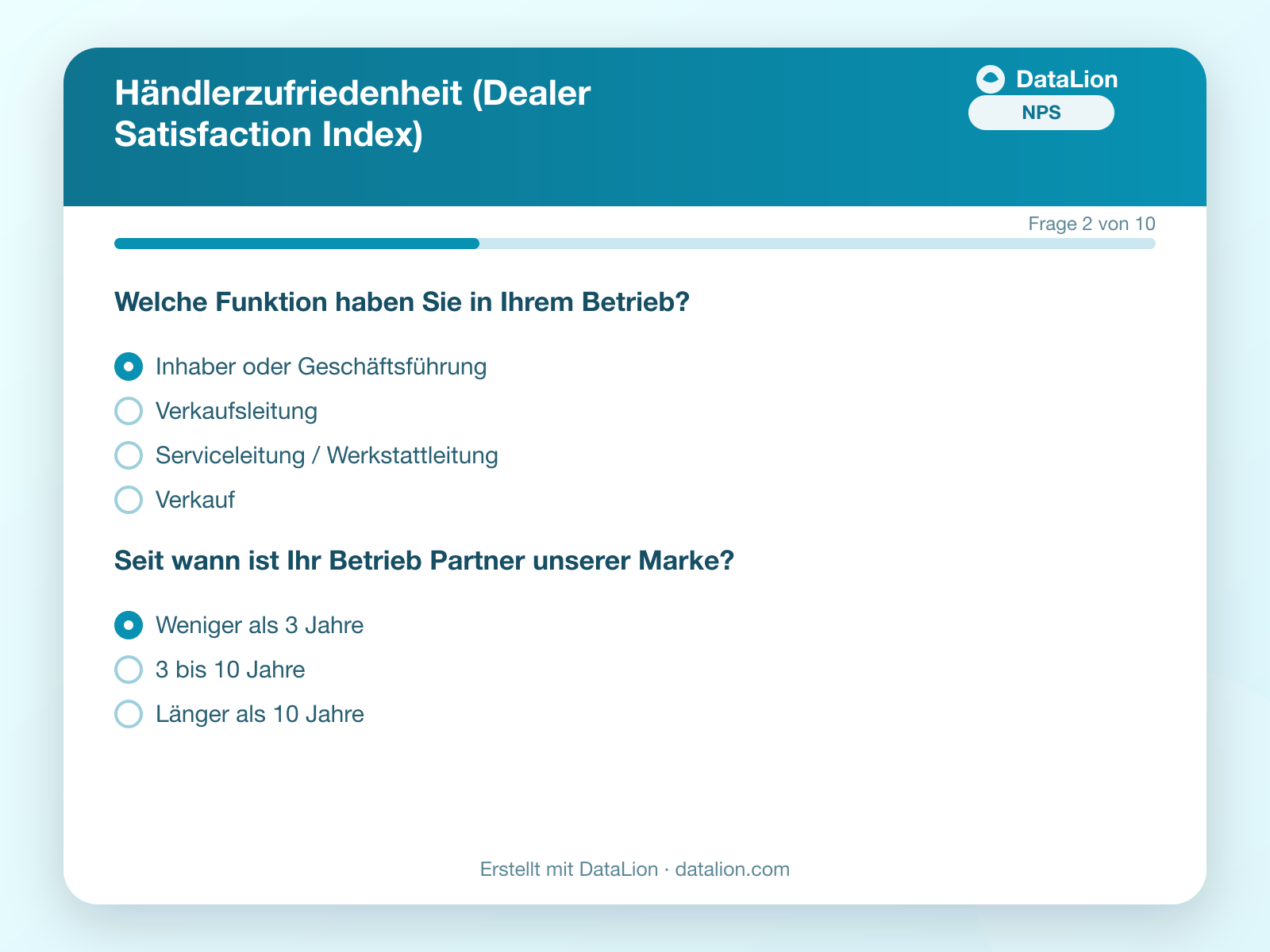 Händlerzufriedenheit messen: Fragebogen-Muster (PDF) und Dealer Satisfaction Index