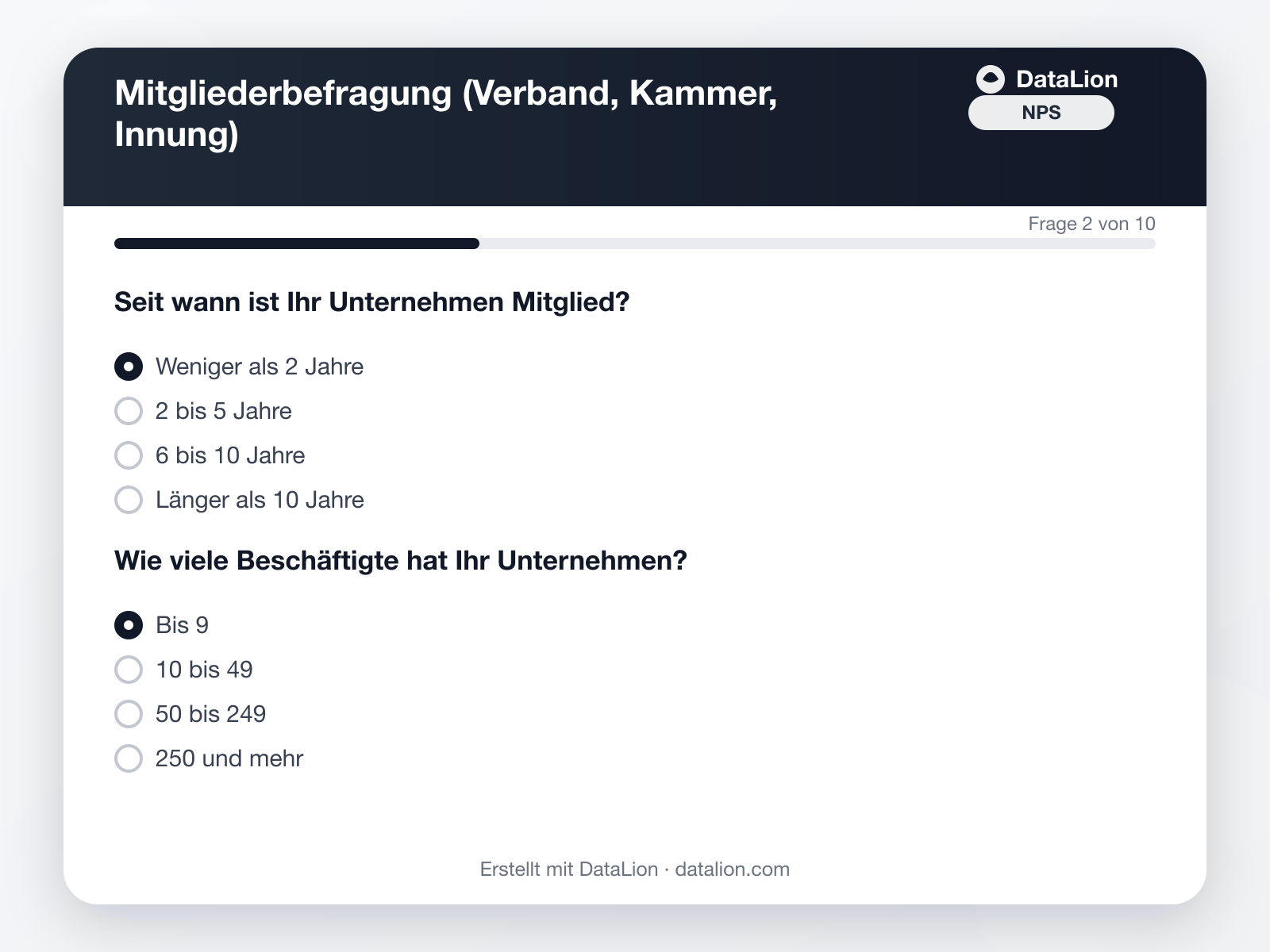 Mitgliederbefragung im Verband: Fragebogen-Muster (PDF) und Auswertung als Leistungsportfolio