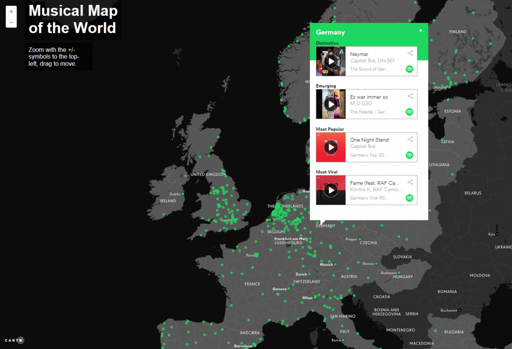 Musical map of the world Dashboard-Software zur Datenvisualisierung