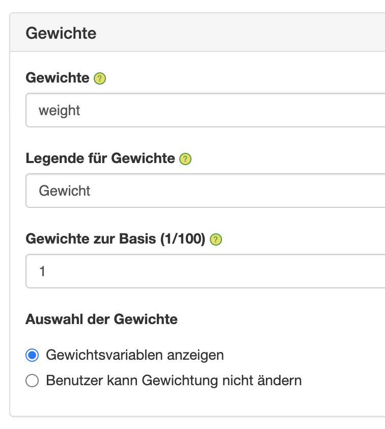 Dashboard tools with weight calculation in data analytics of market research data